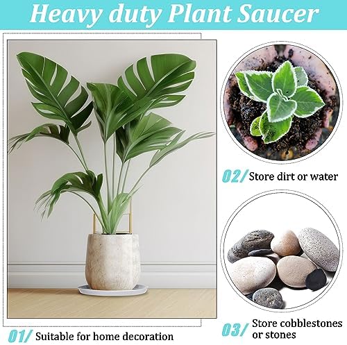 Eccliy 12 Pcs Plastic Plant Saucers Tray, White, 18 Inch, Round - Image 5
