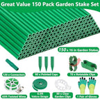 Lezmarket 150 Pack Garden Stakes(16" Each), Plant Support Stakes, DIY 4ft 5ft 6ft 7ft Sturdy Fiberglass Plant Sticks Support Garden Trellis for Growing Climbing Tomato Vegetables Flowers - Image 2