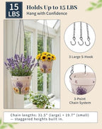 Stoneware Hanging Planters Set of 2, Large 7" + Small 5" - Image 6