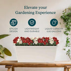 The HC Companies 24 Inch Heavy Duty Deck Rail Planter Boxes, White, 2-Pack - Image 4