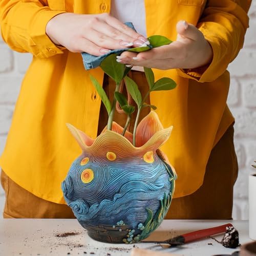 Starry Night Plant Pot - 6.8inch Unique Flower Pot - Image 2