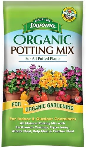 Espoma Organic Potting Soil Mix - All Natural Potting Mix for All Indoor & Outdoor Containers Including Herbs & Vegetables. for Organic Gardening, 16qt. Bag. Pack of 4 by Espoma
