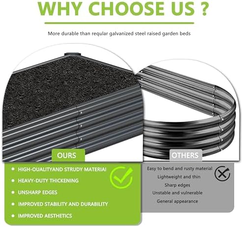 2PCS 4x2x2FT Galvanized Raised Garden Bed,Galvanized Planter Boxes Outdoor, Large Metal Raised Garden Beds for Vegetables-Grey - Image 7