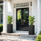 Kante Black Concrete Planter 23.6" Tall All-Weather Square Accent Pot - Image 5