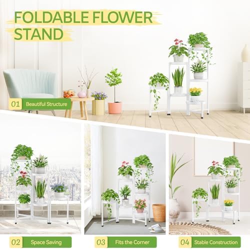 iDavosic.ly Plant Stand Indoor Outdoor, 6 Tier Metal Corner Shelf, White - Image 6