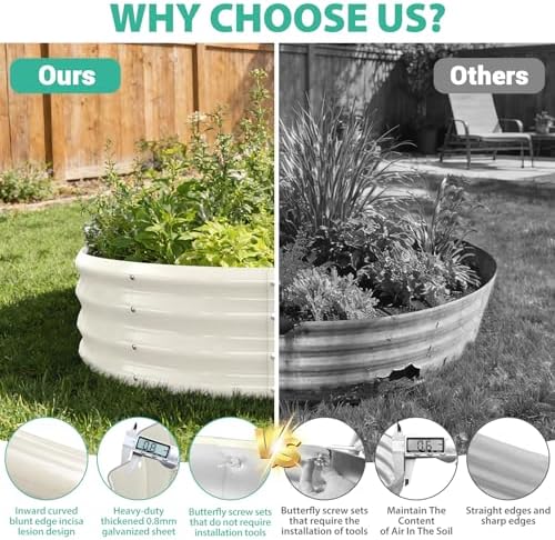 12 Inch Tall 48 Inch Diameter Round White Raised Garden Bed Kits Outdoor - Image 6