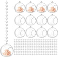 Glikceil Hanging Glass Tealight Holder with Crystal Garland, 56 Pcs, Clear by GlikCeil