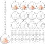 Glikceil Hanging Glass Tealight Holder with Crystal Garland, 56 Pcs, Clear by GlikCeil