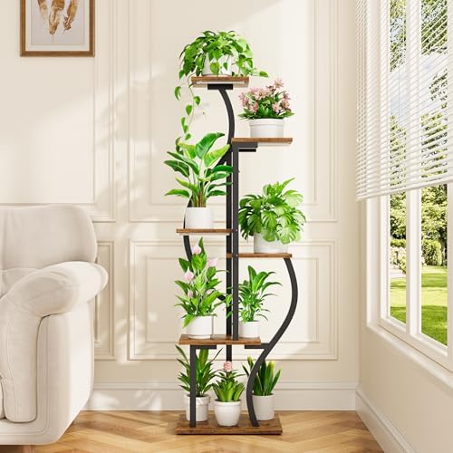 JUSTOGO Plant Stand Indoor with Grow Lights, 6 Tiered Corner Plant Shelf - Image 2