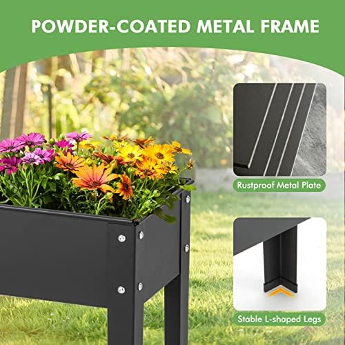 HAPPYGRILL Raised Garden Bed with Legs & Drainage Hole - Image 6