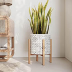 EverNest Tristan Bohemian White and Black Planter with Kinsley Stand, SelectBase Decorative Planter Pots, Contemporary, Eclectic Boho Style Indoor Plant Pots (Large, 3 Gallon) - Image 3