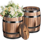 GlikCeil 2 Pcs Wood Wine Barrel Vase Flower Vase Container, 8 x 6.5 Inch by GlikCeil