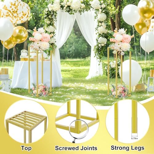2pcs Cylinder Stands for Party, Gold Square 31.5 Inch - Image 3