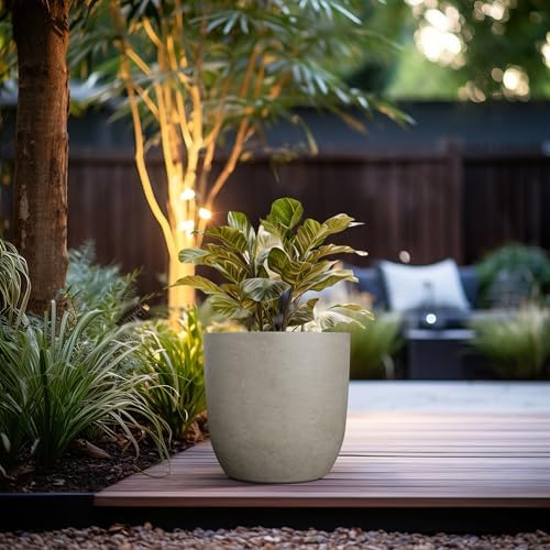 Kante Small Round Curved Weathered Concrete Planter 13.3" Dia, Outdoor - Image 5