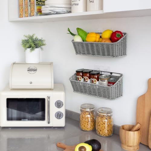 GRANNY SAYS Wicker Hanging Basket for Storage, Wall Mount Fruit Basket - Image 2