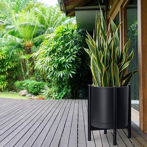 D'vine Dev Plastic Pot with Ebony Wood Stand, Black, 16 in, 55-C-Z-2 - Image 4