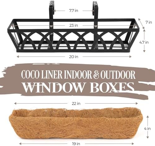 2 Pack 24IN Window Box Planter Basket w/Adjustable Brackets (S1) - Image 2