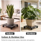 Plant Caddy with Wheels, 3 Pack 12” Rolling Plant Stand Plant Rollers Heavy Duty Plant Dolly with Casters Indoor & Outdoor Wrought Iron Metal Plant Tray with Lockable Wheels for Large Flower Pots - Image 6