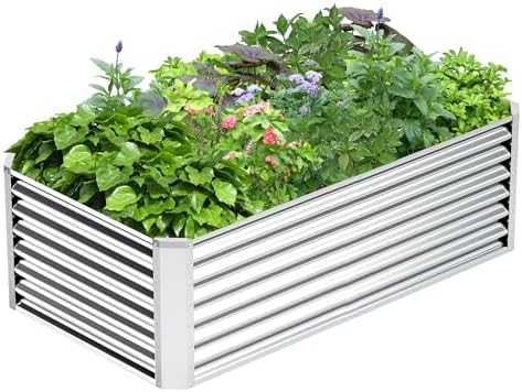 6x3x2FT Galvanized Raised Garden Bed,Galvanized Planter Boxes Outdoor, Large Metal Raised Garden Beds for Vegetables-Silver by AyenGuard