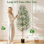 Yastouay 6 FT Olive Trees Artificial Indoor with Planter & Basket Look Real - Image 3