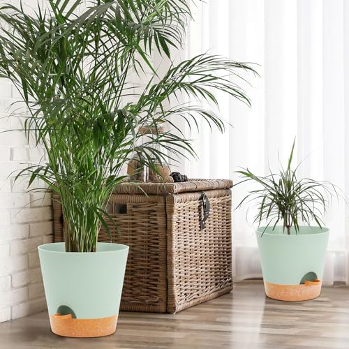 GARDIFE 10/9/8 inch Plant pots, planters for Indoor Plants, self Watering Plant Pot, Flower pots, Green - Image 3