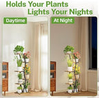 iDavosic.ly 5 Tier Tall Plant Stand with Grow Light for Indoor, Black Brown - Image 6
