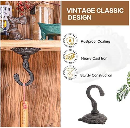 Sungmor Heavy Duty Cast Iron Swag Ceiling Hooks -3 Pack Black, 3.5x3.9 Inch - Image 2