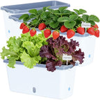 Oliz Window Box Planter 4 Packs, 14 Inches Rectangle Flower Pots with Breathable Drainage Holes, Pots for Vegetables, Herbs, Flowers, Garden Windowsill Balcony (White & Grey) by Oliz
