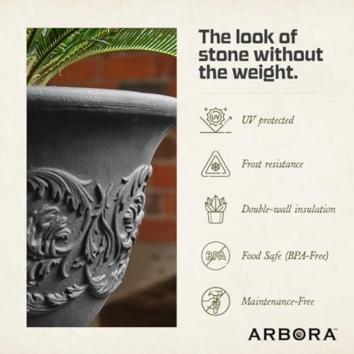 ARBORA 16" Provence Urn Planter - Lightweight Polyresin Decorative Pot - Image 5