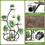 Metal Curved Shaped 6 Tier Corner Plant Stand with Grow Lights, 47" - Image 6