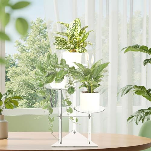 Jusalpha Clear Acrylic Corner Plant Stand, 3-Tier, Indoor Display Shelf for Plants and Flowers, 11 Pounds Load Capacity - Image 6