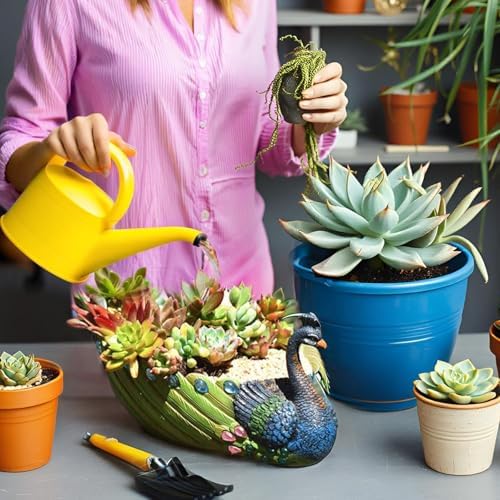 Gonetre Handmade Vintage Resin Peacock Planter Pot Decorative Flower Pot Container for Plants - Image 5