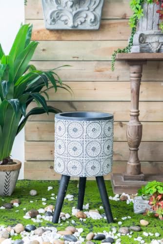 Tall Square Planters, 22 Inch Height, Black and Gray by Noeko