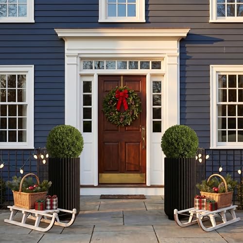 31.5" Tall Indoor Outdoor Planter, Modern Fluted Big Round Plant Pot ,Black - Image 5