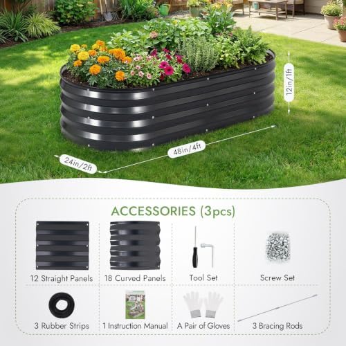 INNO STAGE 3Pcs Galvanized Raised Garden Bed Kit, Outdoor Metal Planter Box - Image 6