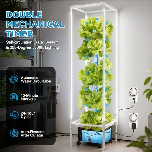 JESLED 15 Tiers Hydroponics Growing System Kits with 5000K Grow Lights×4 - Image 3