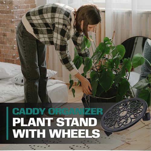 2WAYZ Plant Stand with Wheels - Heavy-Duty Rolling Plant Caddy - Dolly Base with Roller for Large Potted Plants and Flower Pot - Ideal for Indoor and Outdoor Planters - Set of 1 - Black - Image 2