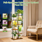 iDavosic.ly Plant Stand Indoor with Grow Lights, Tall 5 Tier Shelf, Brown - Image 4