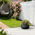 Kante Accent Round Bowl Black Concrete Planter 16" Dia, Outdoor - Image 3