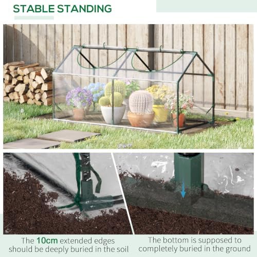 Outsunny 4' x 2' x 2' Portable Mini Greenhouse, Small Green House, Clear - Image 4