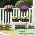16 Inch 4 PCS Metal Hanging Flower Pots for Railing Fence, Large Railing Planters for Outdoor Plants, Fence Hanging Planters with Detachable Hooks for Garden Balcony - Image 4