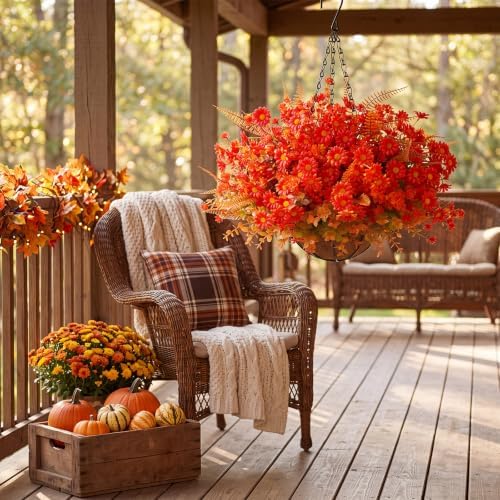 Thiccywoov 2 Set Fall Artificial Flower with Basket, Wild Chrysanthemum - Image 5