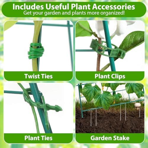 ROADPLUM Cucumber Trellis for Raised Garden Bed, Outdoor Sturdy Metal A-Frame Cucumber Trellis Support for Climbing Plants Vegetables and Fruits with Accessories, Easy installation and Easy Harvesting - Image 5
