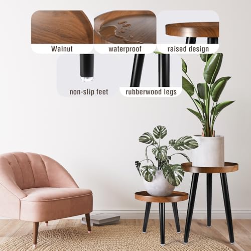 KGPLOME Indoor Plant Stand,Tall Stand with Raised Design(Walnut,12x10.8 in) - Image 5