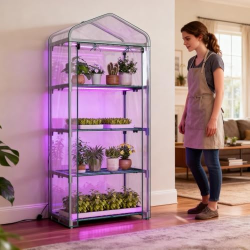 DoCred Indoor Greenhouse with Grow Light, 4-Tier Mini Greenhouse - Image 5