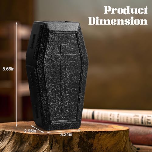 Coffin Vase for Flowers Gothic Home Decor Large Vase Makeup Brush Holder Planters for Indoor Plants Goth Room Decor Gothic Gifts (Black Stone,Large) - Image 2