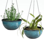 12 Inch Glazed Hanging Planters for Indoor Outdoor Plants, Hanging Baskets by Vanslogreen