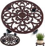 1 Packs 14 Inch Rolling Plant Stand with Wheels Metal Plant Caddy with Wheels Heavy Duty Round Plant Stand Indoor Iron Plants Rollers for Plants, Plant Dolly Brown by Planterhoma