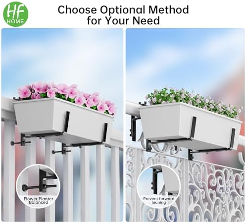 HFHOME 6PCS Adjustable Planter Box Brackets, Brackets for Window Boxes Planters Hanging Flower Box Holders, Wall Mount Holder for Windowsills, Garden, Fences, and Balcony - Black (Patent Registered) - Image 3