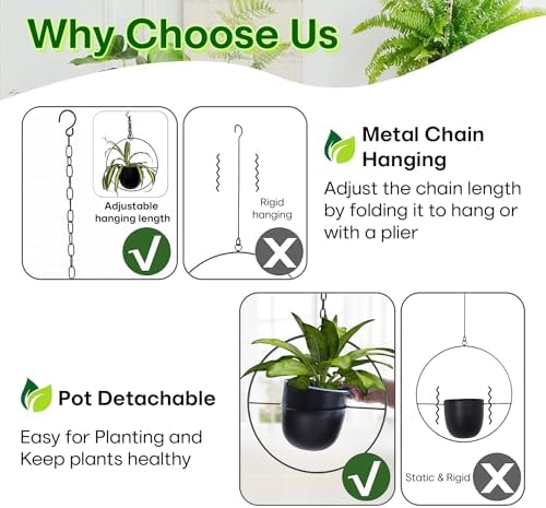 2 Pack Hanging Planter with 5.5" Pot, Metal Hanging Plant Holder - Image 4